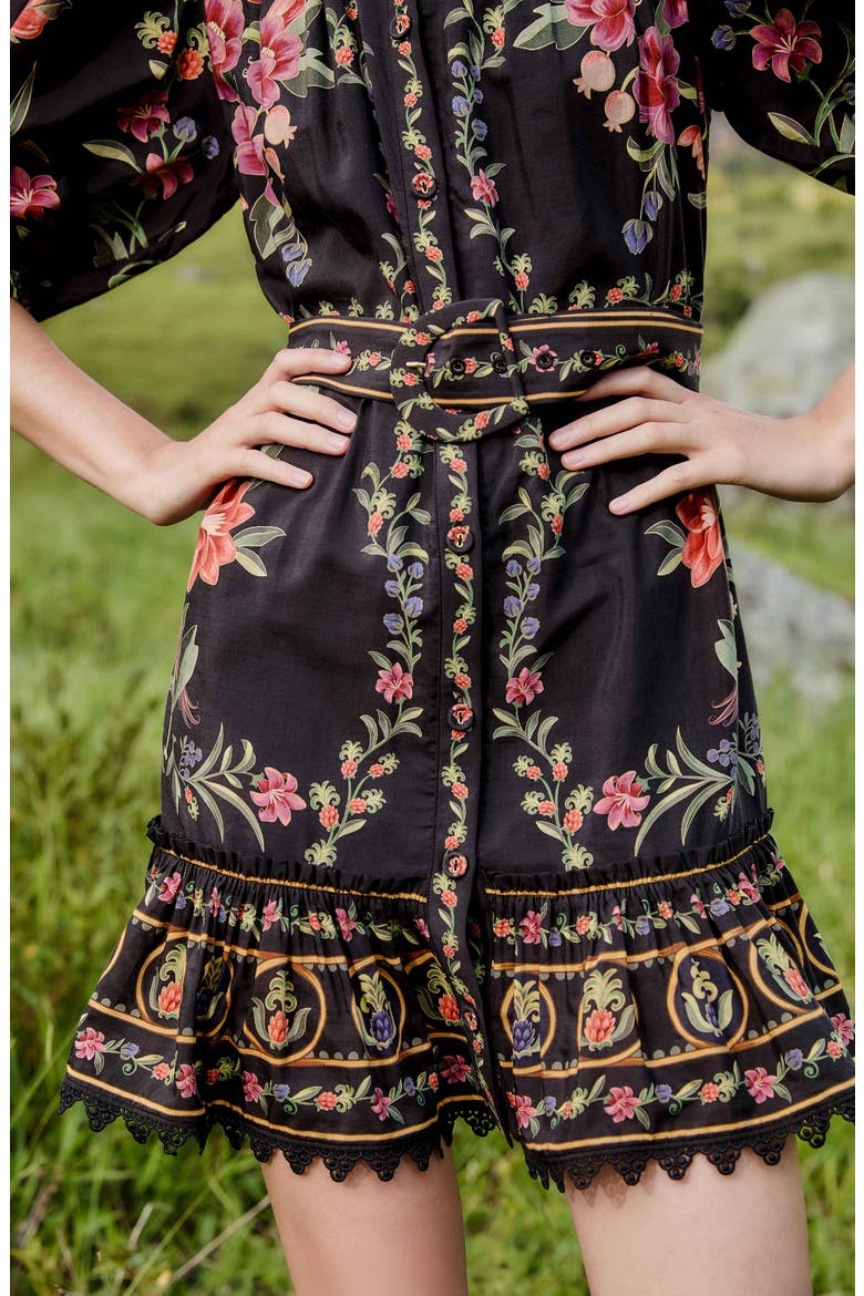 Belle Garden Print Minidress, Alternate, color, BELLE GARDEN BLACK