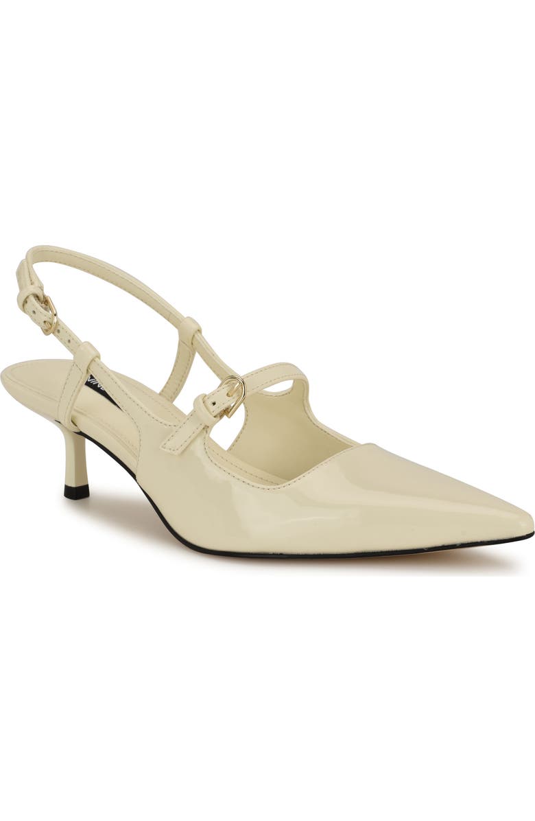 Nine West Amayo Slingback Pointed Toe Kitten Heel Pump, Main, color, Ivory
