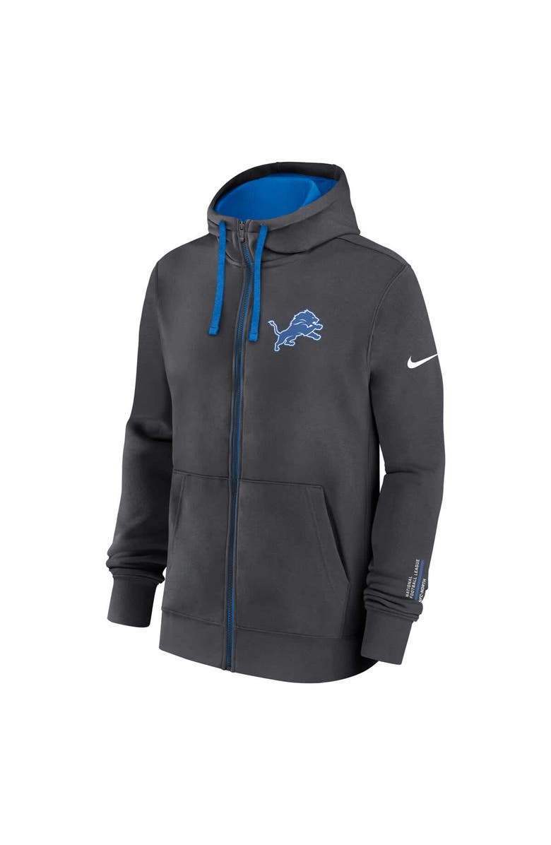 Nike Men's Nike Anthracite Detroit Lions Primetime Club Full-Zip Hoodie, Alternate, color,
