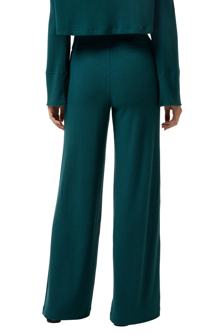 Evening Retreat Rib Wide Leg Pull-On Pants, Alternate, color, DARK SEA