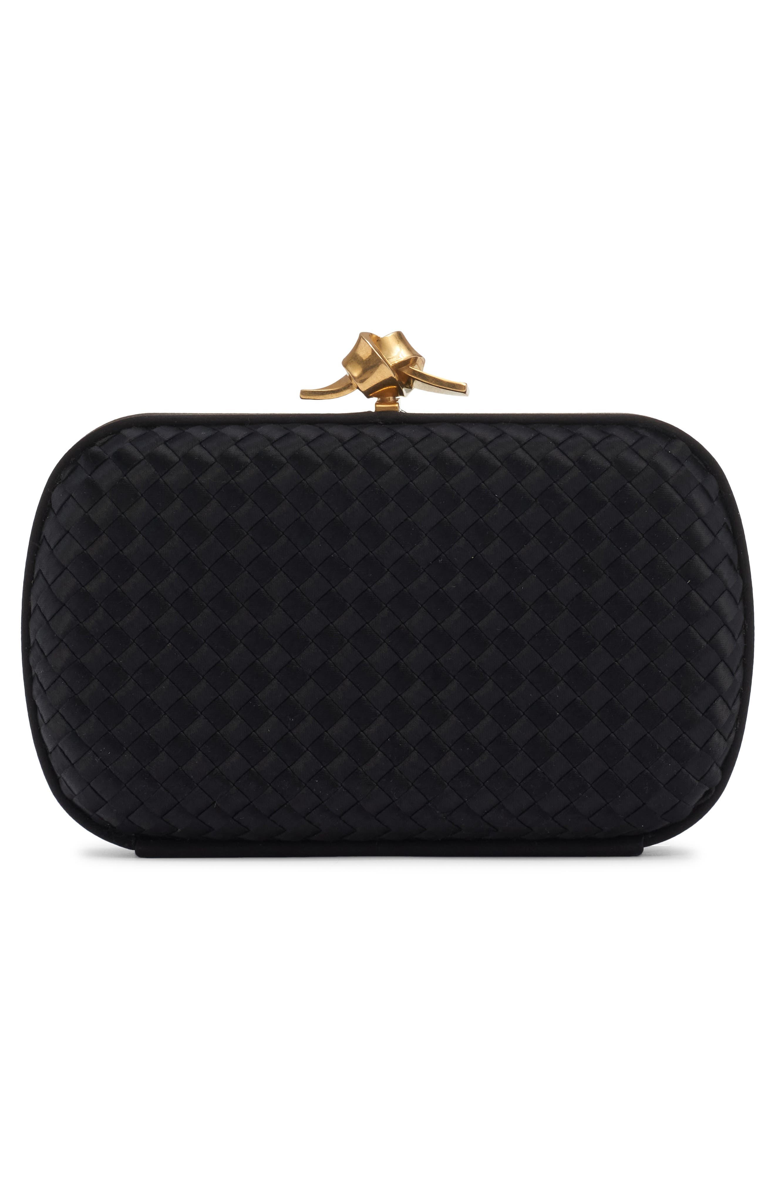 Bottega Veneta Knot Intreccio Satin Minaudière, Alternate, color, 1007 Black-Brass Vibrato