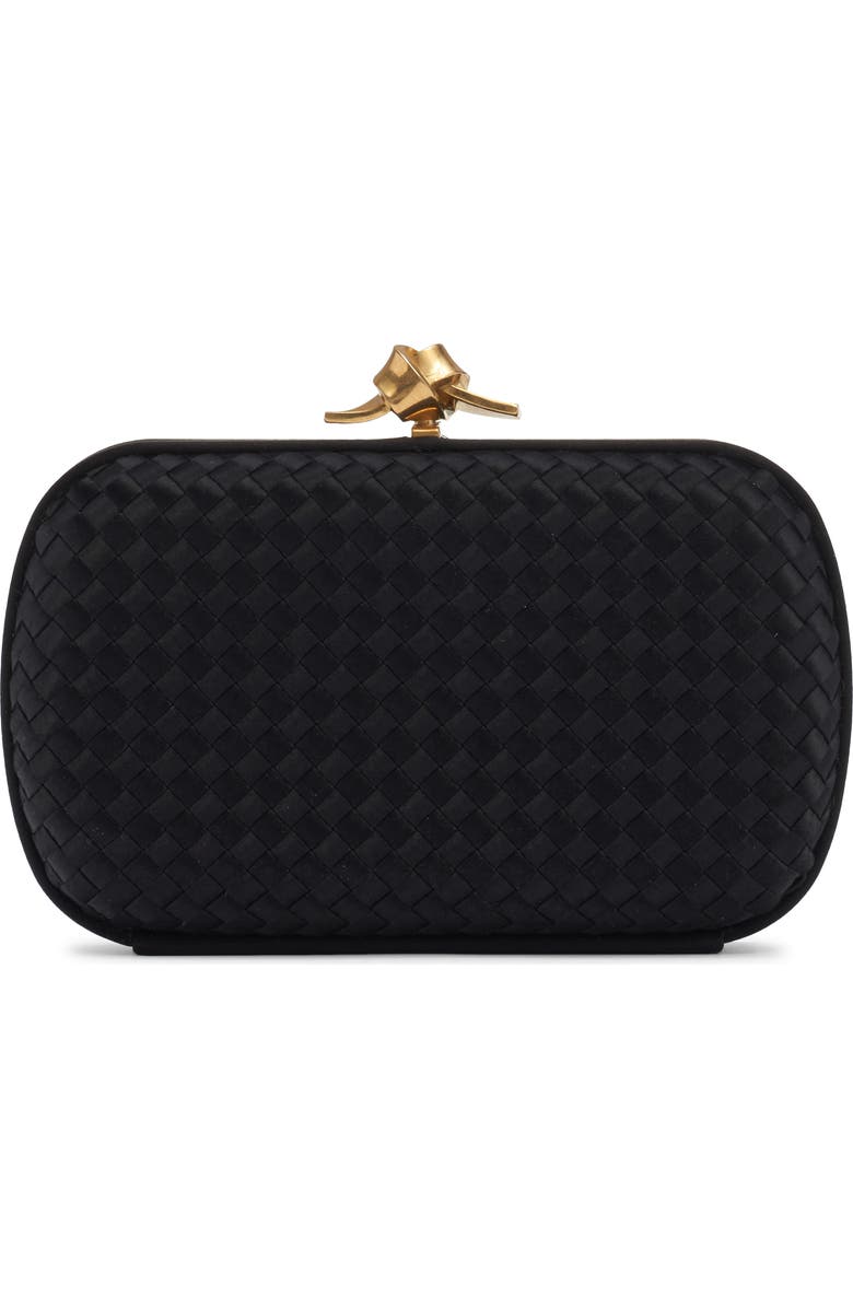 Bottega Veneta Knot Intreccio Satin Minaudière, Alternate, color, 1007 Black-Brass Vibrato