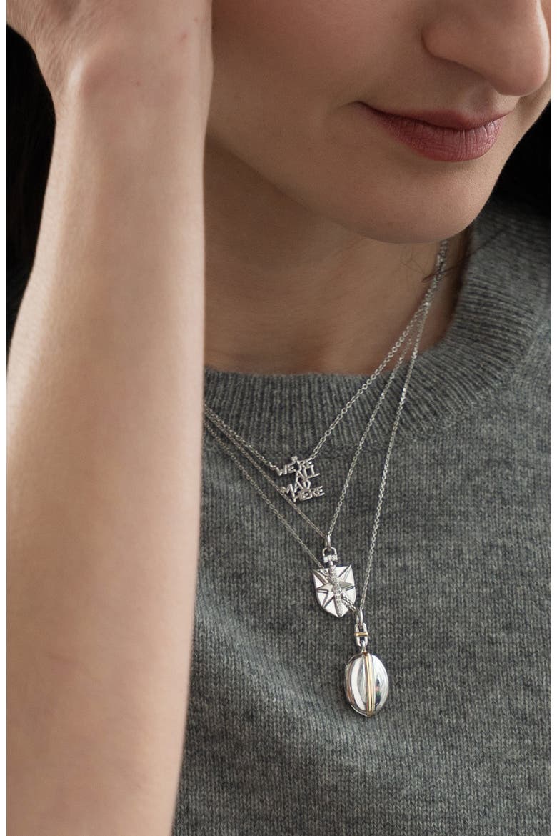 Mini Fearless Sterling Silver Pendant Necklace, Alternate, color, SILVER