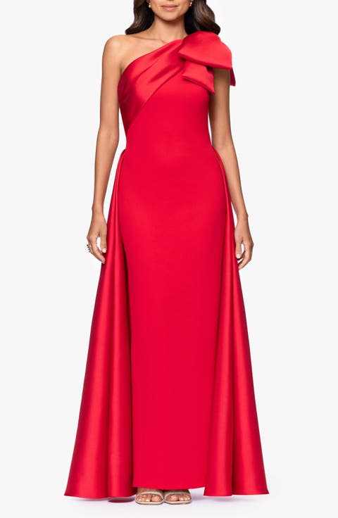 Bow One-Shoulder Mikado Gown