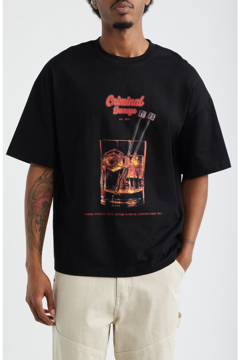 Whiskey Hour Graphic T-Shirt, Main, color, BLACK/ ORANGE