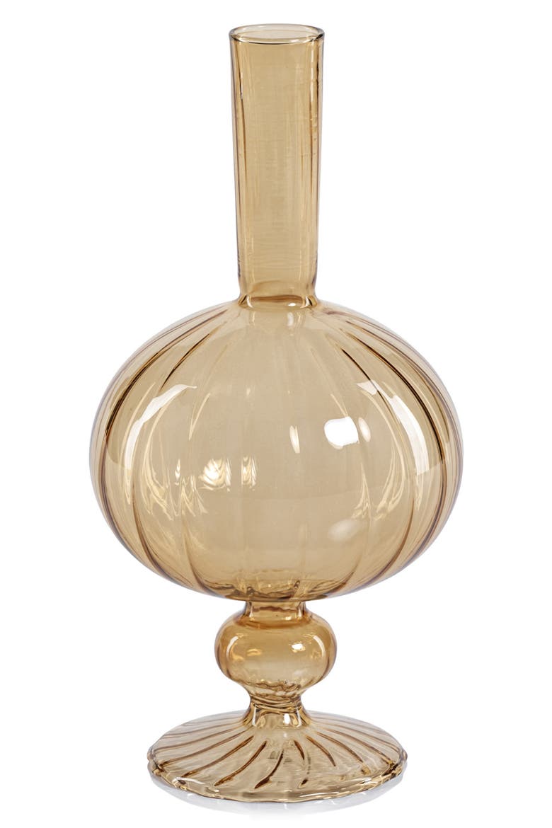 Vellum Set of 2 Spiral Decorative Glass Vases, Main, color, LIGHT AMBER