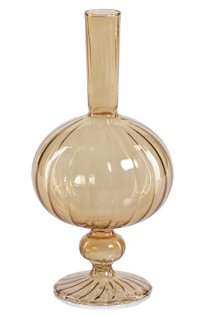 Zodax Vellum Set of 2 Spiral Decorative Glass Vases, Main, color, Light Amber