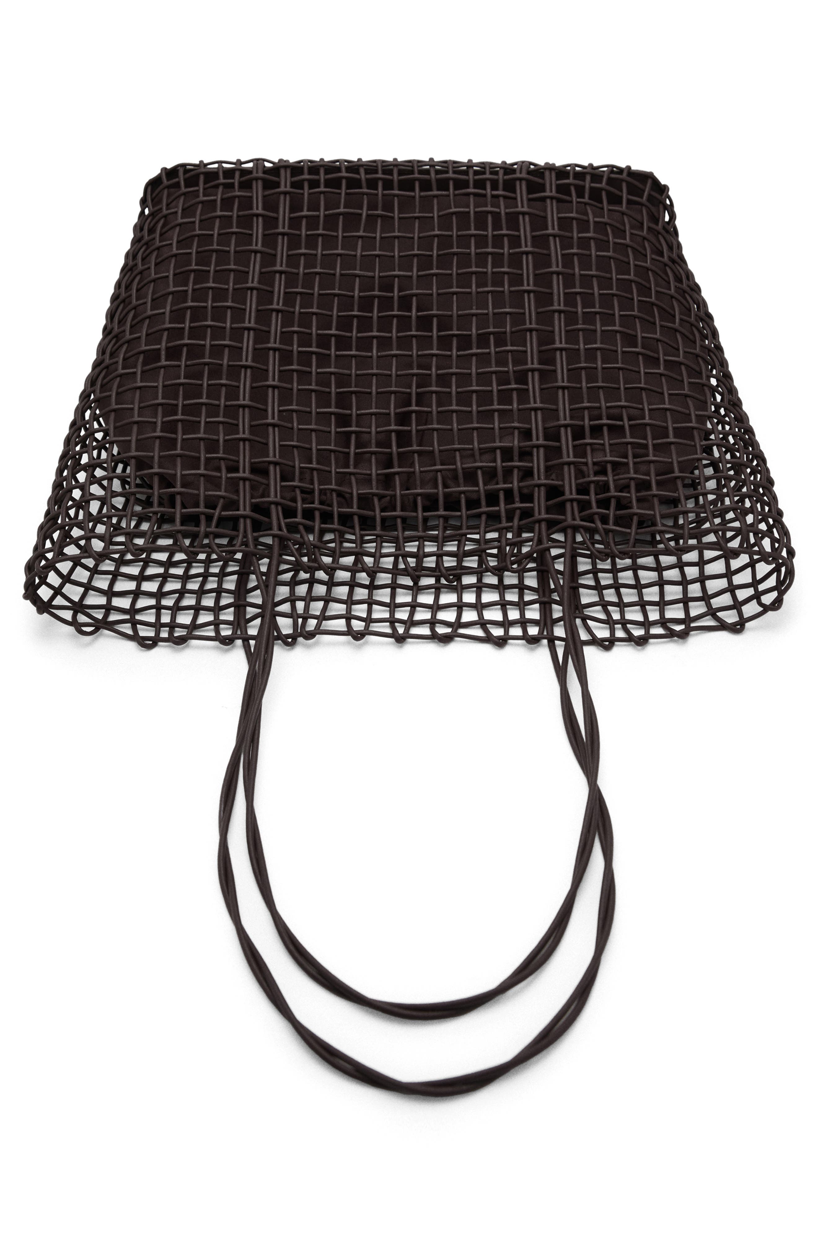 MANGO Woven Shopper Tote, Alternate, color, Chocolate