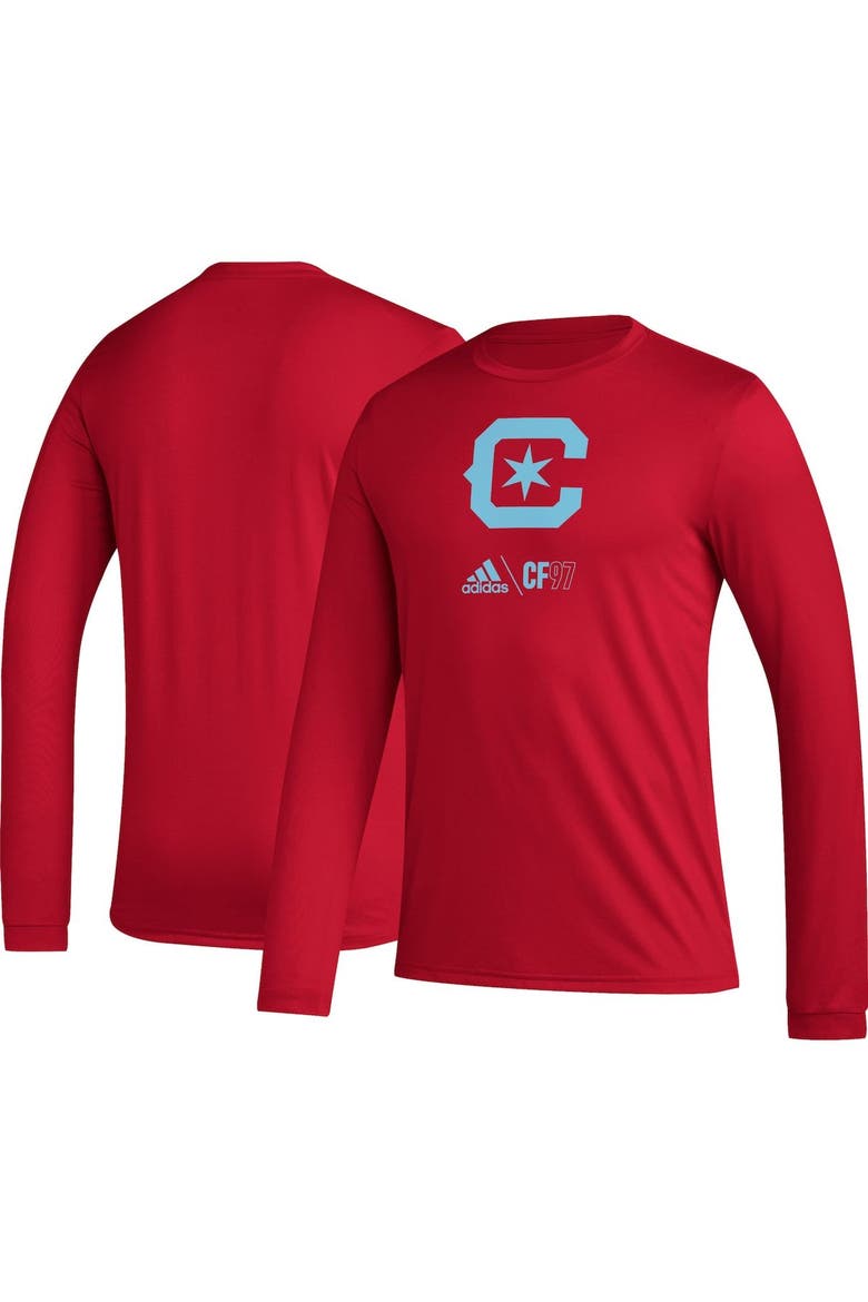 Men's adidas Red Chicago Fire Icon AEROREADY Long Sleeve T-Shirt, Main, color, Red