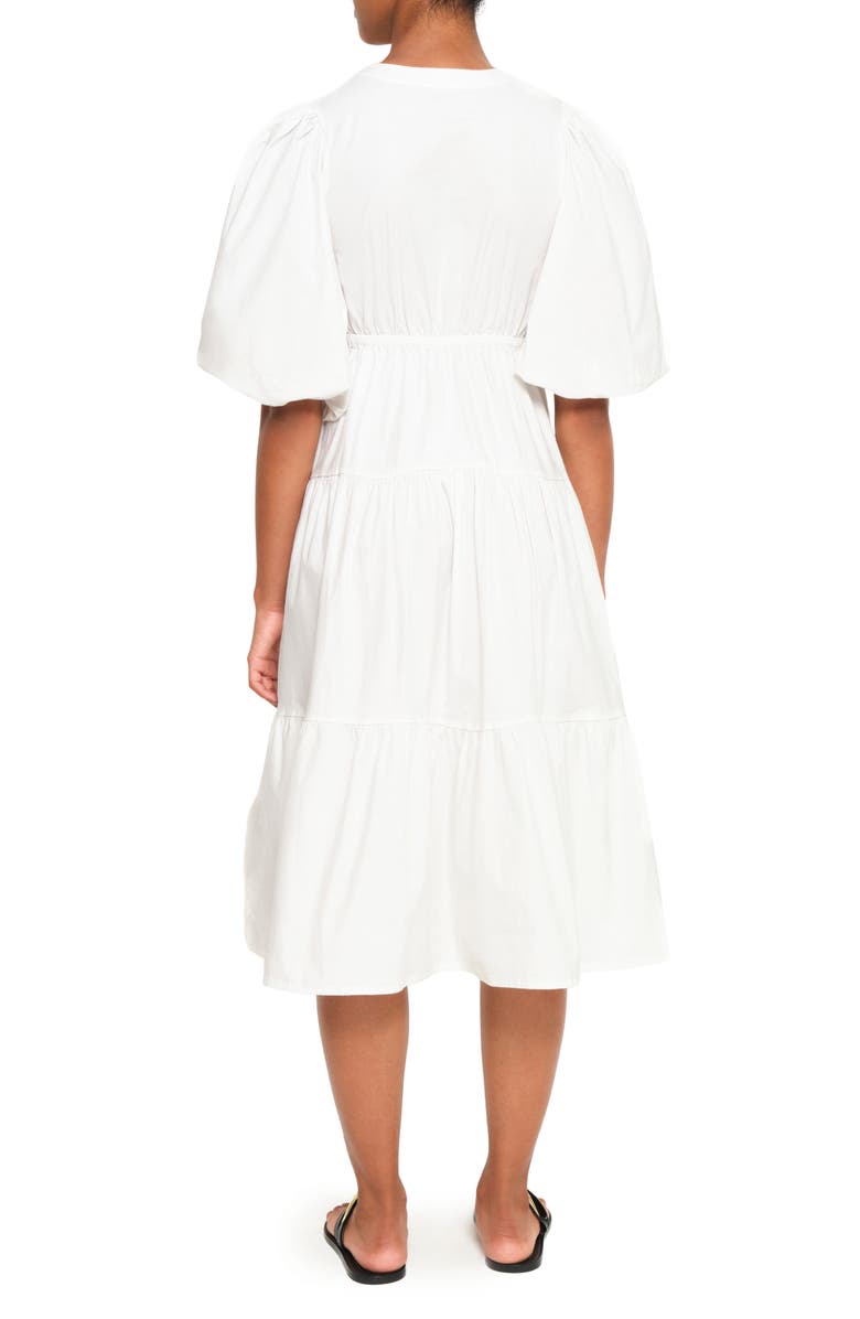 The Lulo Project Lilies Tie Front Stretch Cotton Midi Dress, Alternate, color, Crudo