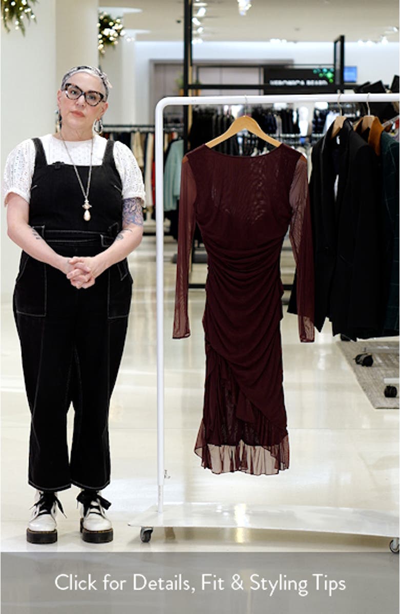 Ruffle Long Sleeve Cocktail Dress, sales video thumbnail