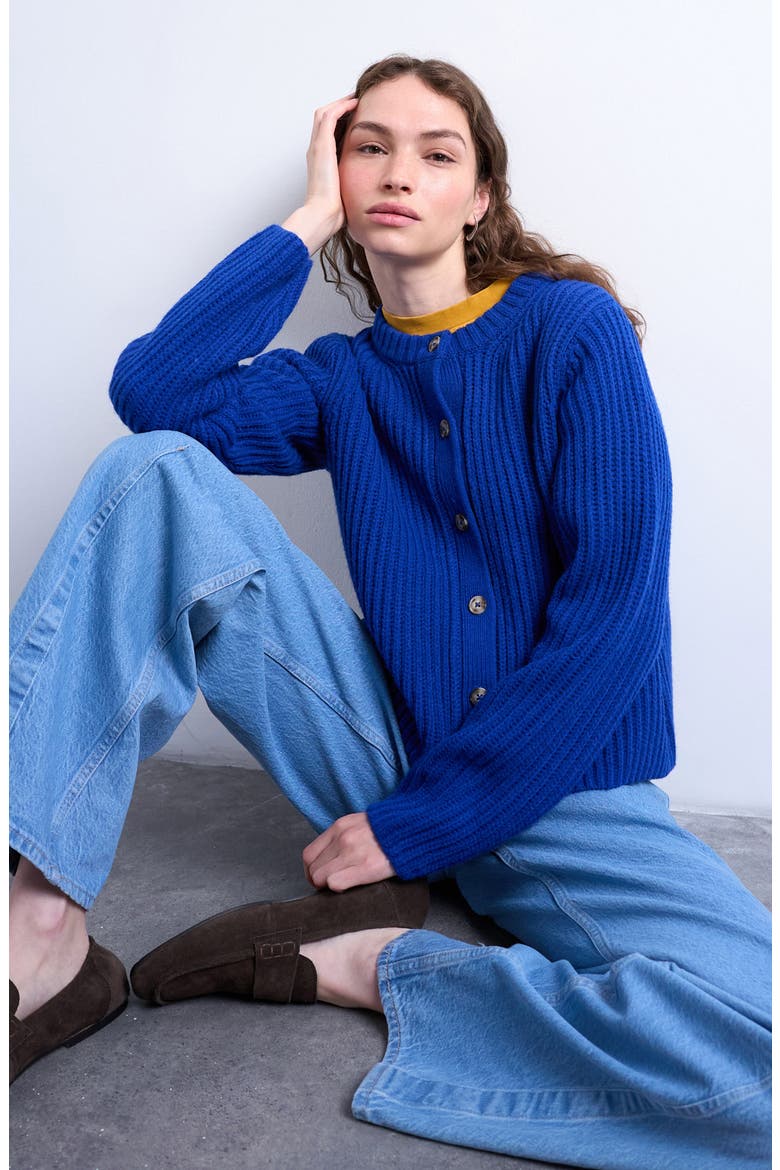 Rib Cardigan, Alternate, color, MEDIUM BLUE