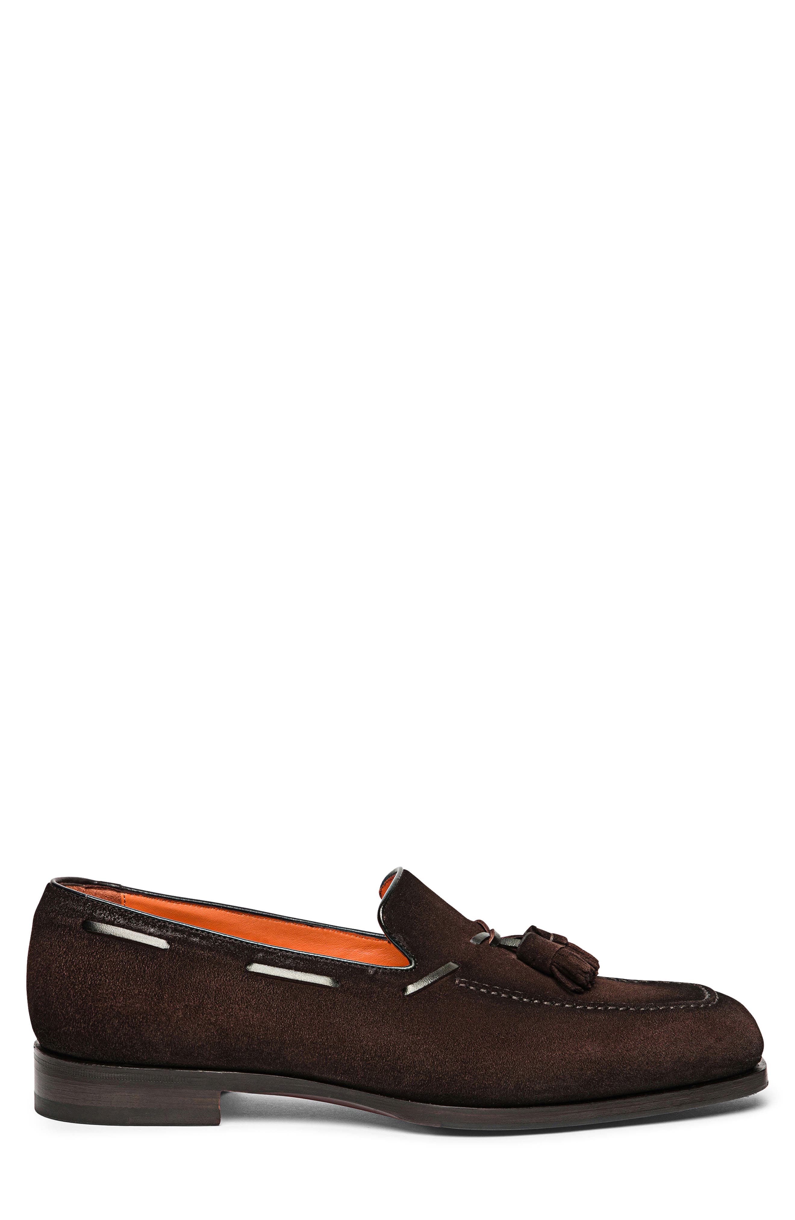 Santoni Brando Tassel Loafer, Alternate, color, Dark Brown