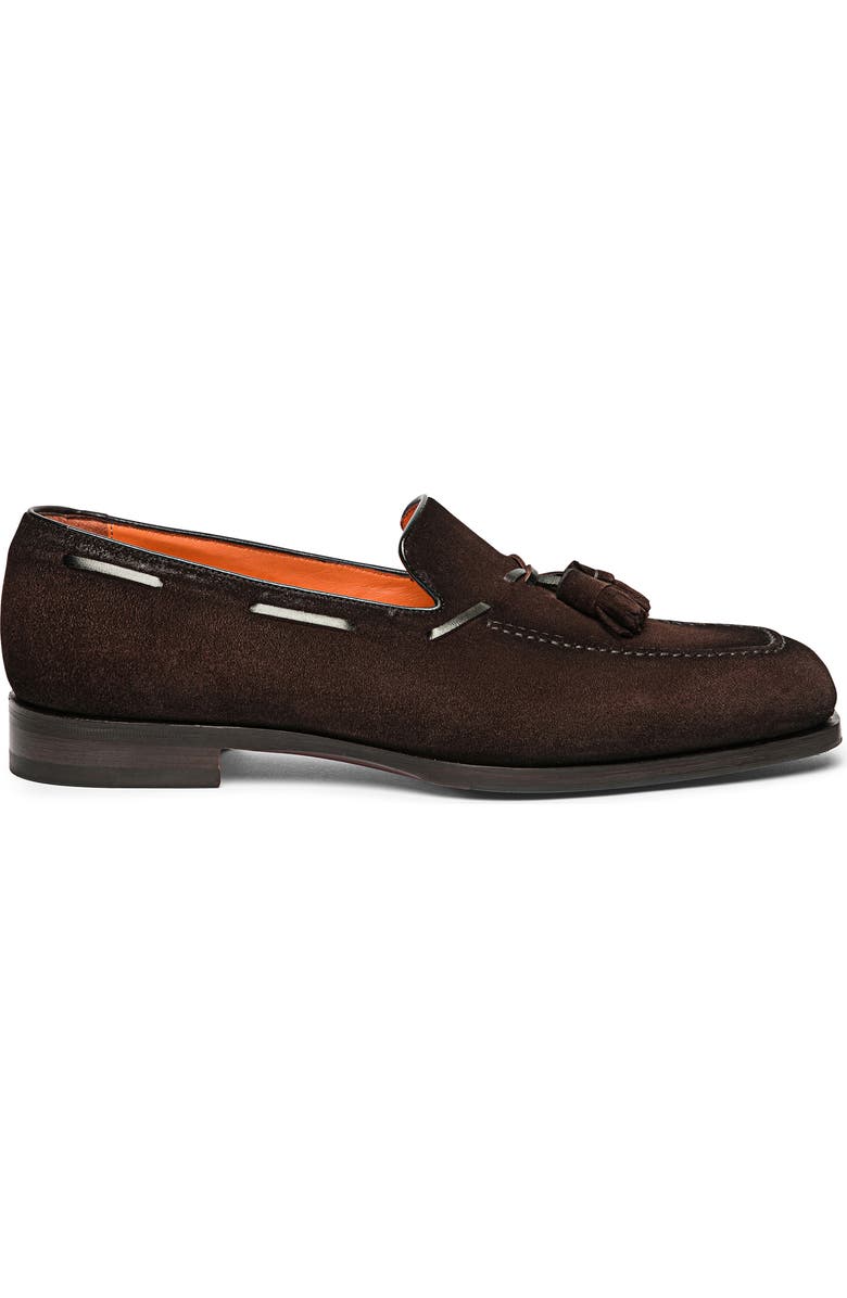 Santoni Brando Tassel Loafer, Alternate, color, Dark Brown