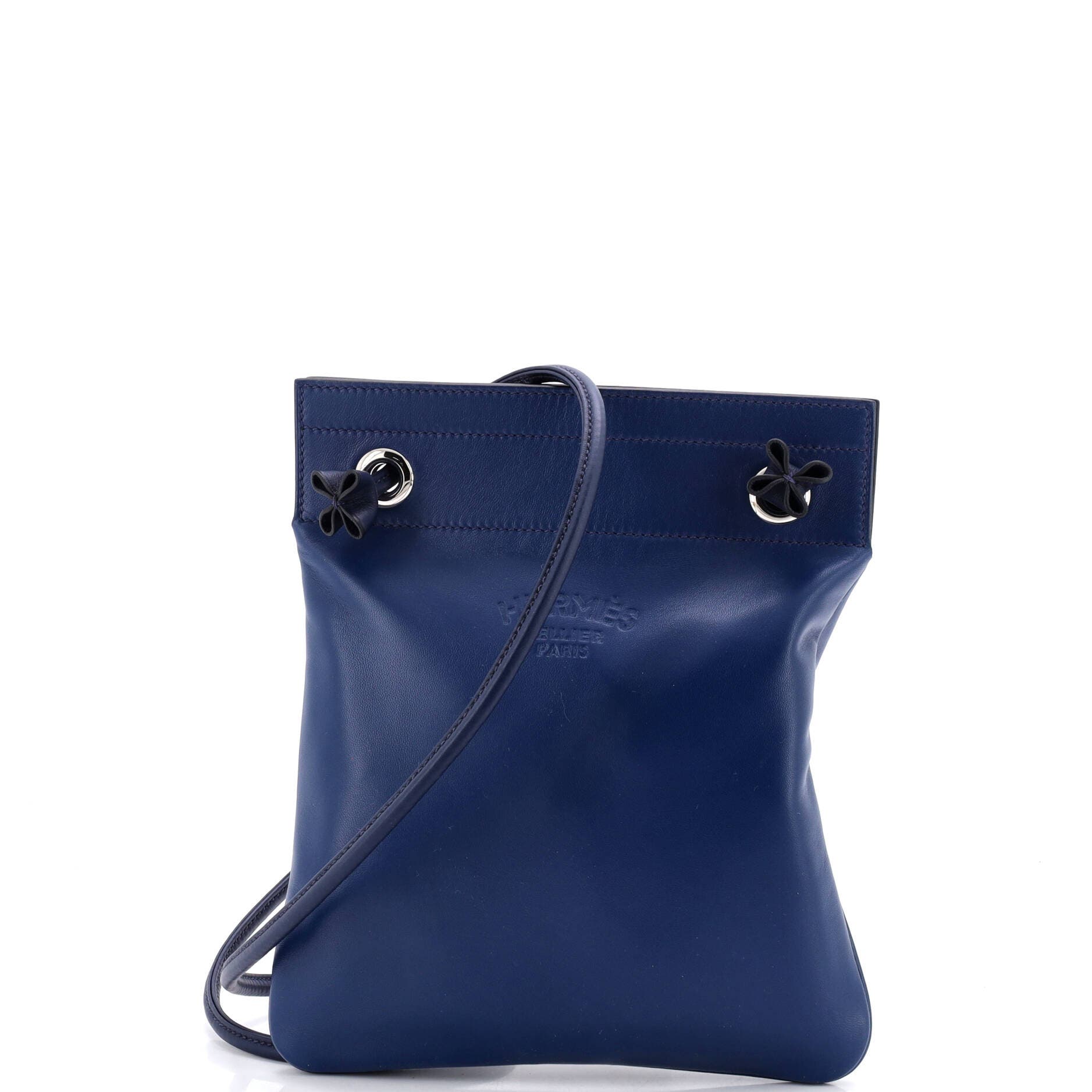 Pre-Owned Hermes Aline Bag Milo Lambskin and Swift Mini, Main, color, Bleu Saphir