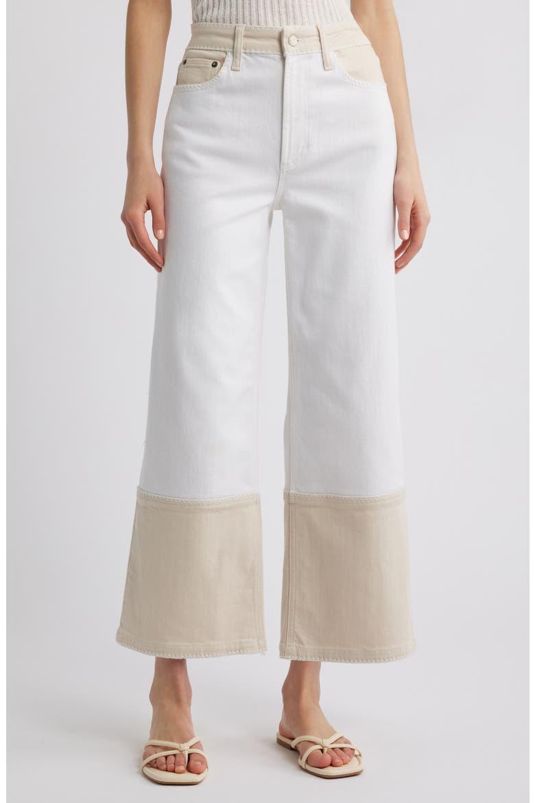 Getty High Waist Crop Wide Leg Jeans, Main, color, CREMA EMBROIDERED