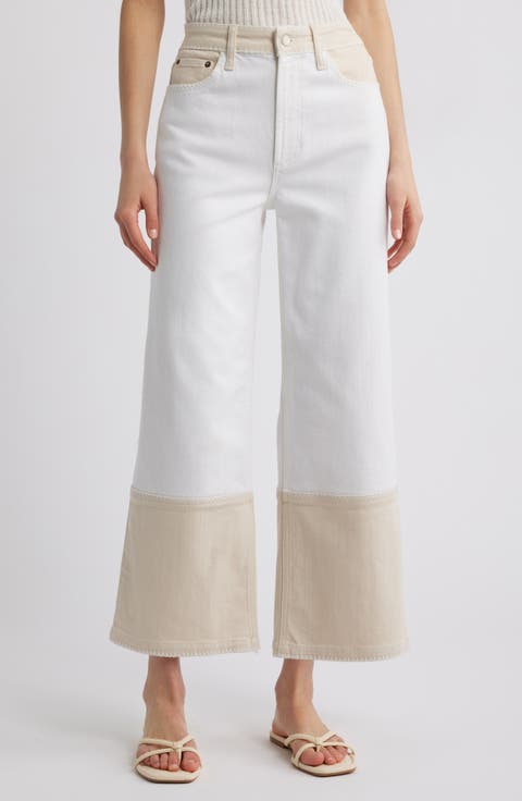 Getty High Waist Crop Wide Leg Jeans (Crema Embroidered)