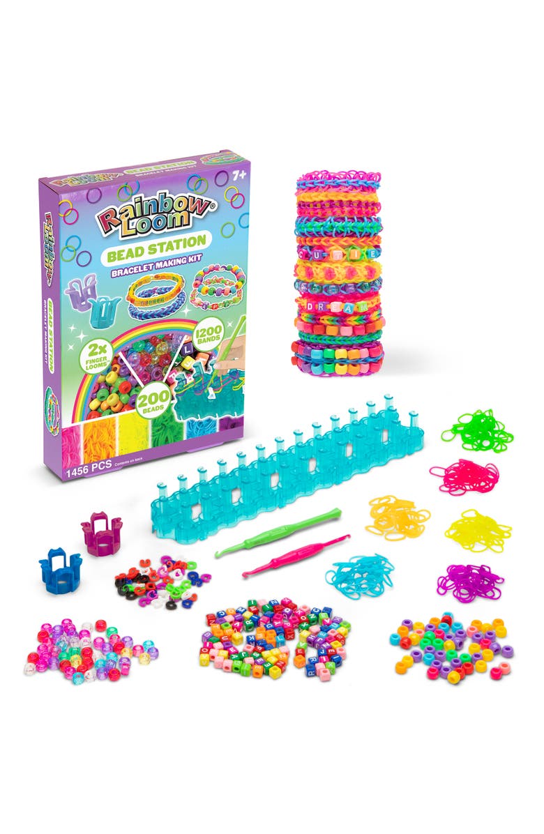 Rainbow Loom Bead Station 1200 Bands, 200 Beads, Loom Kit, Kids 7+, Main, color, Multicolored