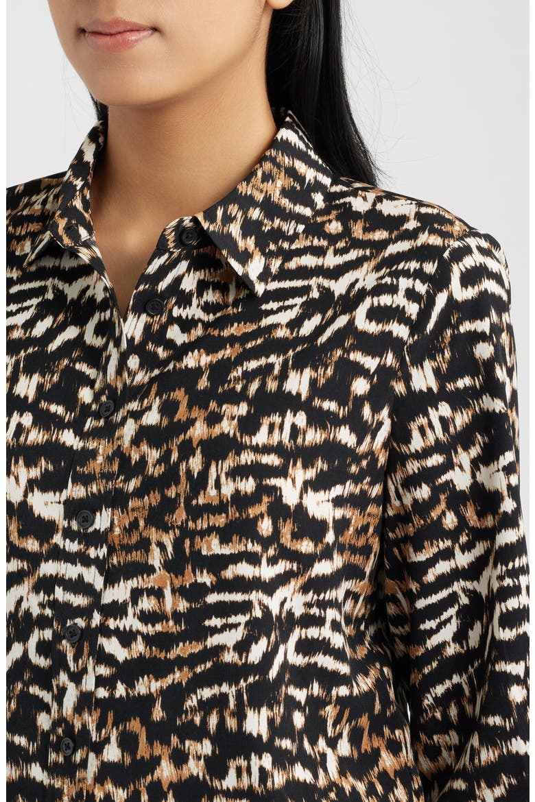 Print Button Front Shirt, Alternate, color, ANNE BLACK MULTI