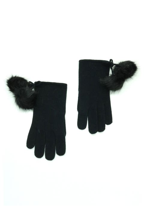 Pompom Wool Blend Gloves
