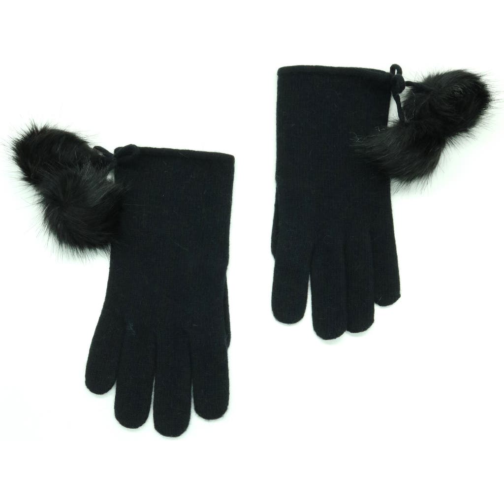 Portolano Pompom Wool Blend Gloves In Black
