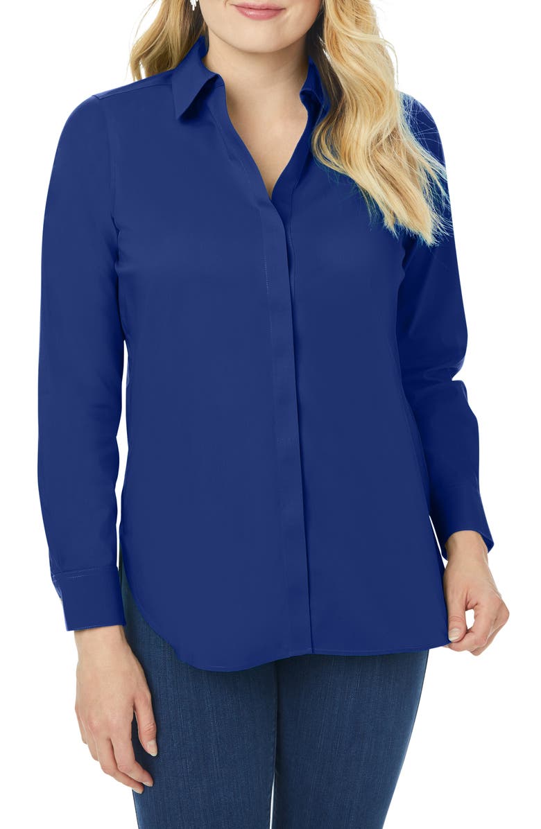 Foxcroft Kylie Non-Iron Button-Up Shirt, Main, color, Glacial Blue