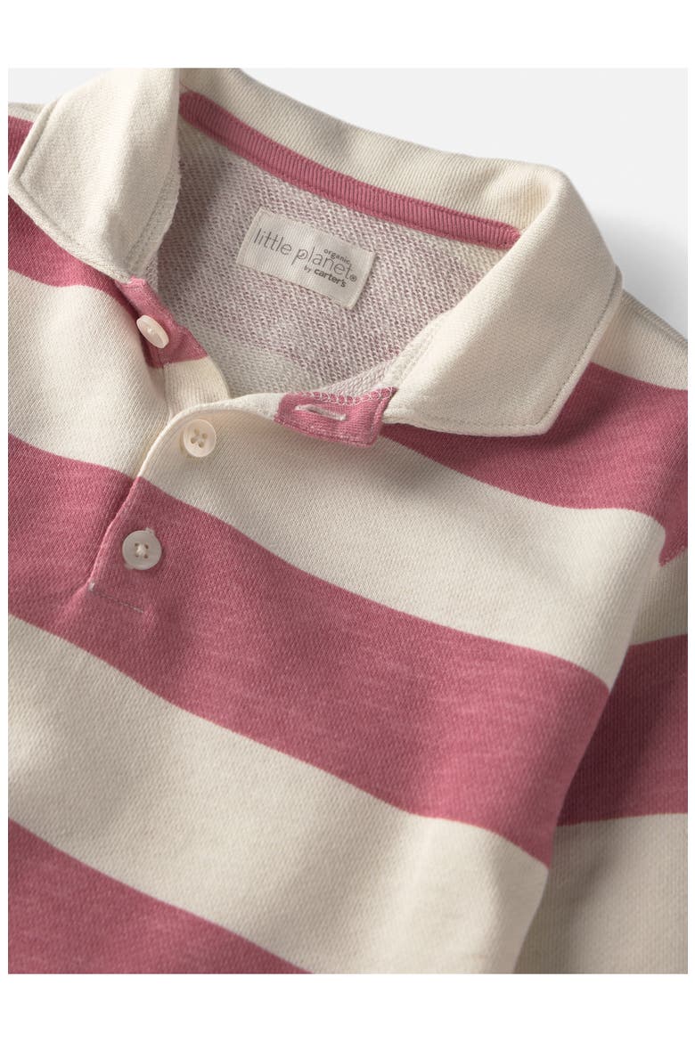 Kids' Stripe Organic Cotton Polo Sweatshirt, Alternate, color, PINK RUGBY STRIPE