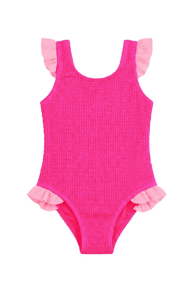 Infant Crinkle Ruffle One Piece, Main, color, Fuschia