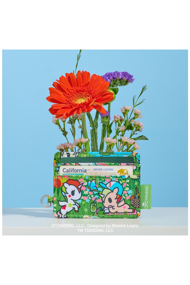 x tokidoki 20th Anniversary Celebration Be Charged Card Case, Alternate, color, MEADOW BLOOMS