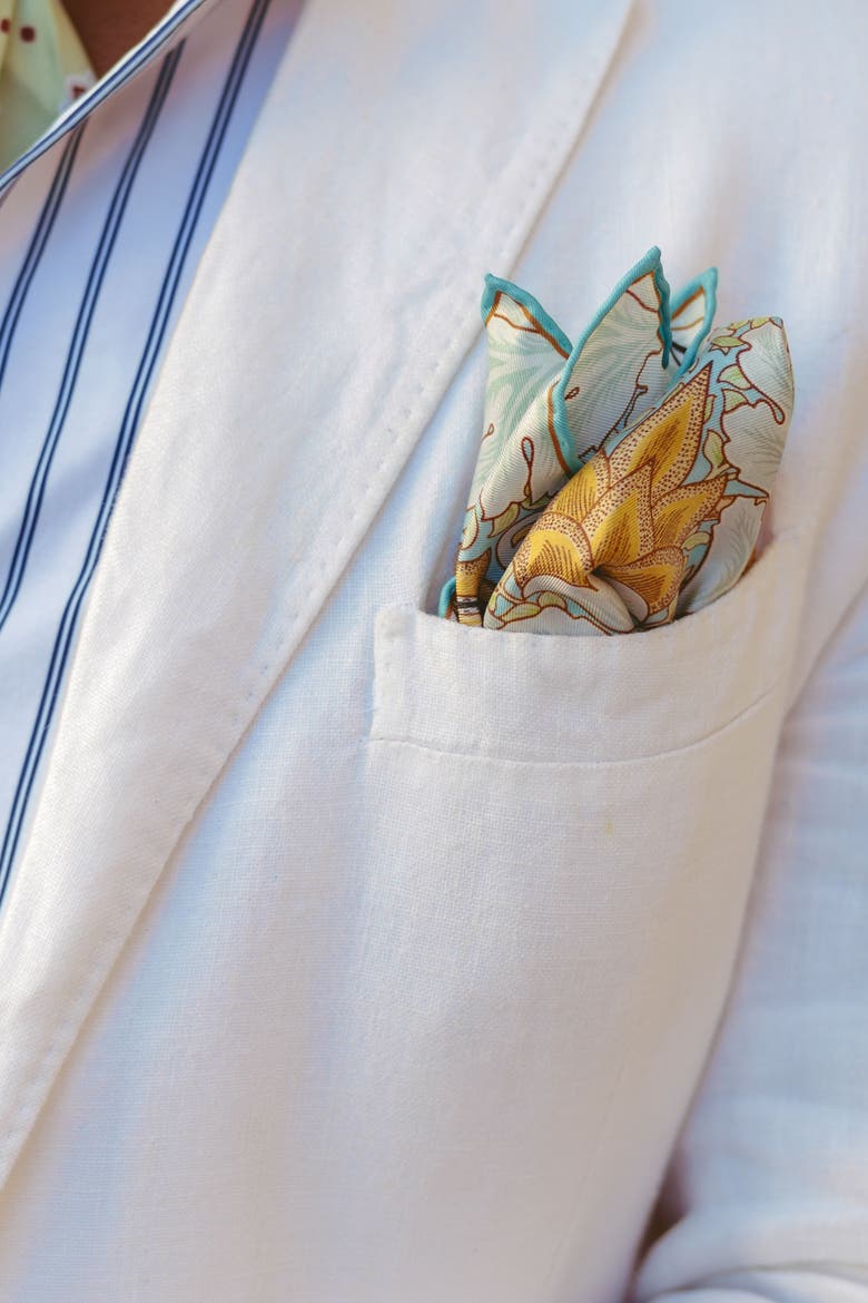 Londra - Silk Pocket Square for Men, Alternate, color, Aqua