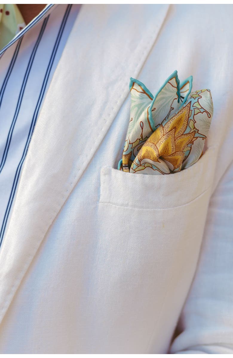 Elizabetta Londra - Silk Pocket Square for Men, Alternate, color, Aqua