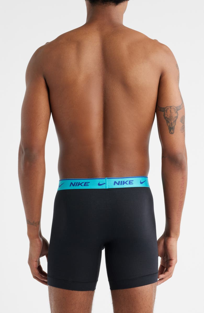 Nike Dri-FIT Essential Assorted 3-Pack Stretch Cotton Boxer Briefs, Alternate, color, Black Cactus / Blue/ Black Wb