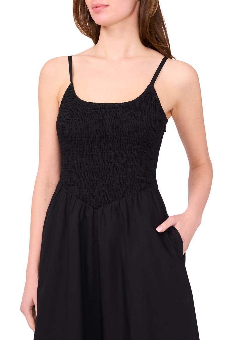 Smocked Cotton Maxi Sundress, Alternate, color, RICH BLACK 060