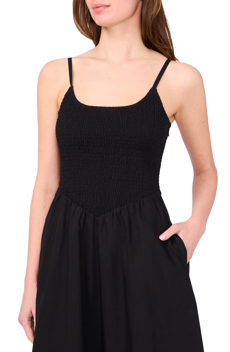 Halogen<sup>®</sup> Smocked Cotton Maxi Sundress, Alternate, color, Rich Black 060