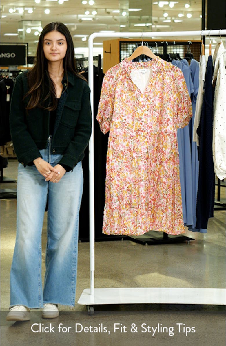 Floral Tiered Ruffle Neck Cotton Dress, sales video thumbnail