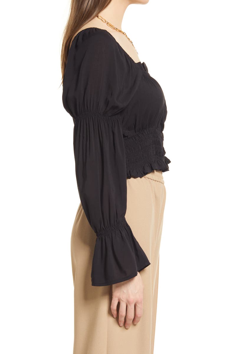 Open Edit Flare Sleeve Smocked Blouse, Alternate, color,