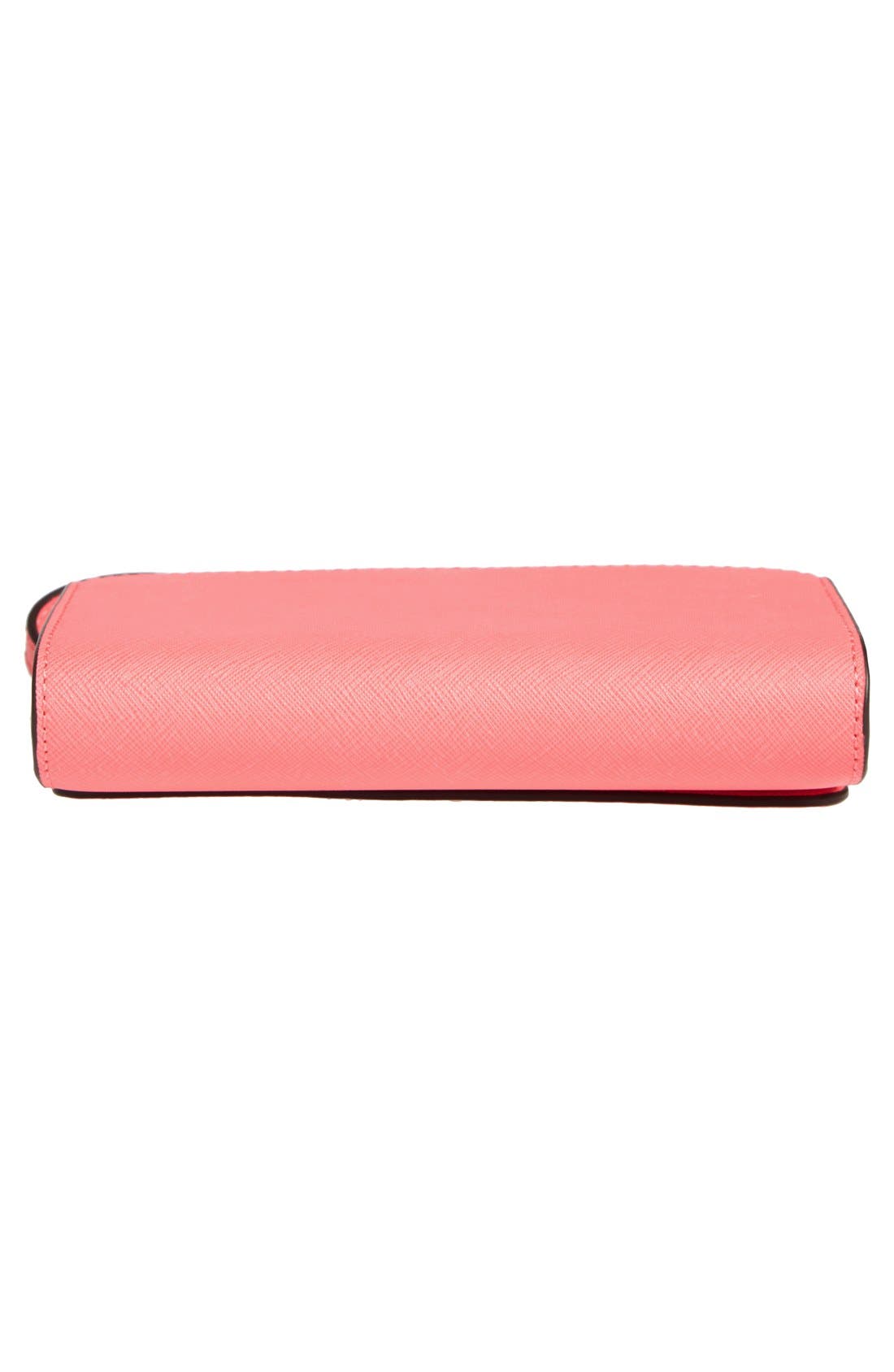 'Large Jet Set' Saffiano Leather Crossbody Bag, Alternate, color, CORAL/ SILVER