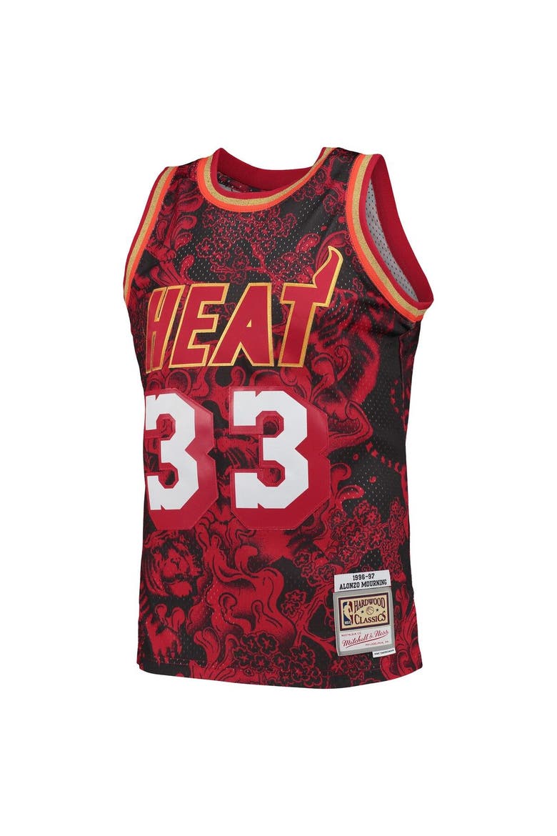 Men's Mitchell & Ness Alonzo Mourning Red Miami Heat Hardwood Classics 1996/97 Lunar New Year Swingman Jersey, Alternate, color, Red