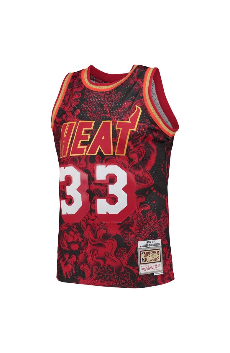Mitchell & Ness Men's Mitchell & Ness Alonzo Mourning Red Miami Heat Hardwood Classics 1996/97 Lunar New Year Swingman Jersey, Alternate, color,