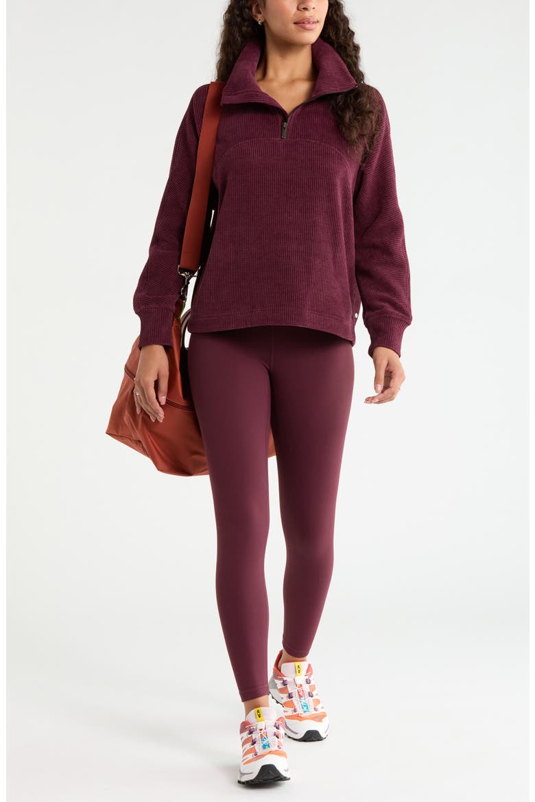 Half Zip Waffle Stitch Sweatshirt, Alternate, color, BURGUNDY STEM