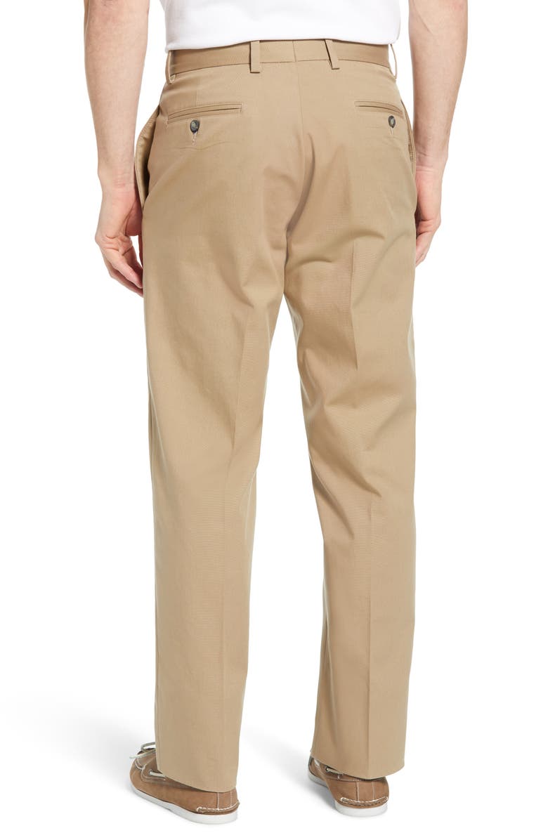 Berle Charleston Khakis Flat Front Stretch Canvas Pants, Alternate, color, Khaki