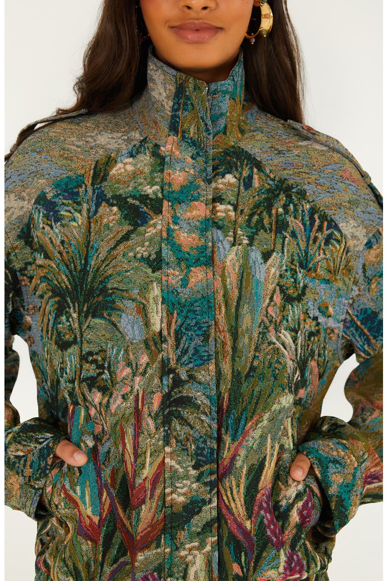 Petricor Jacquard Short Jacket, Alternate, color, GREEN