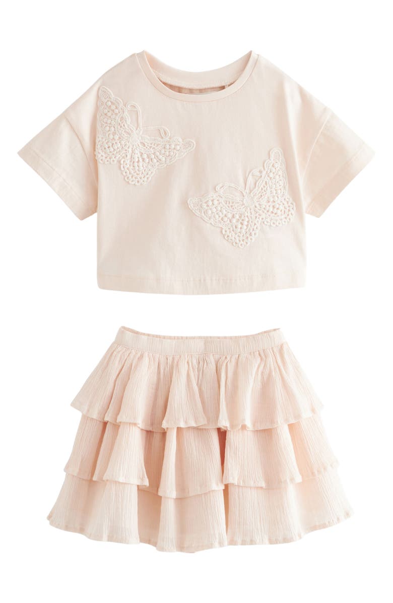 NEXT Kids' Butterfly Top & Frill Skirt Set, Main, color,