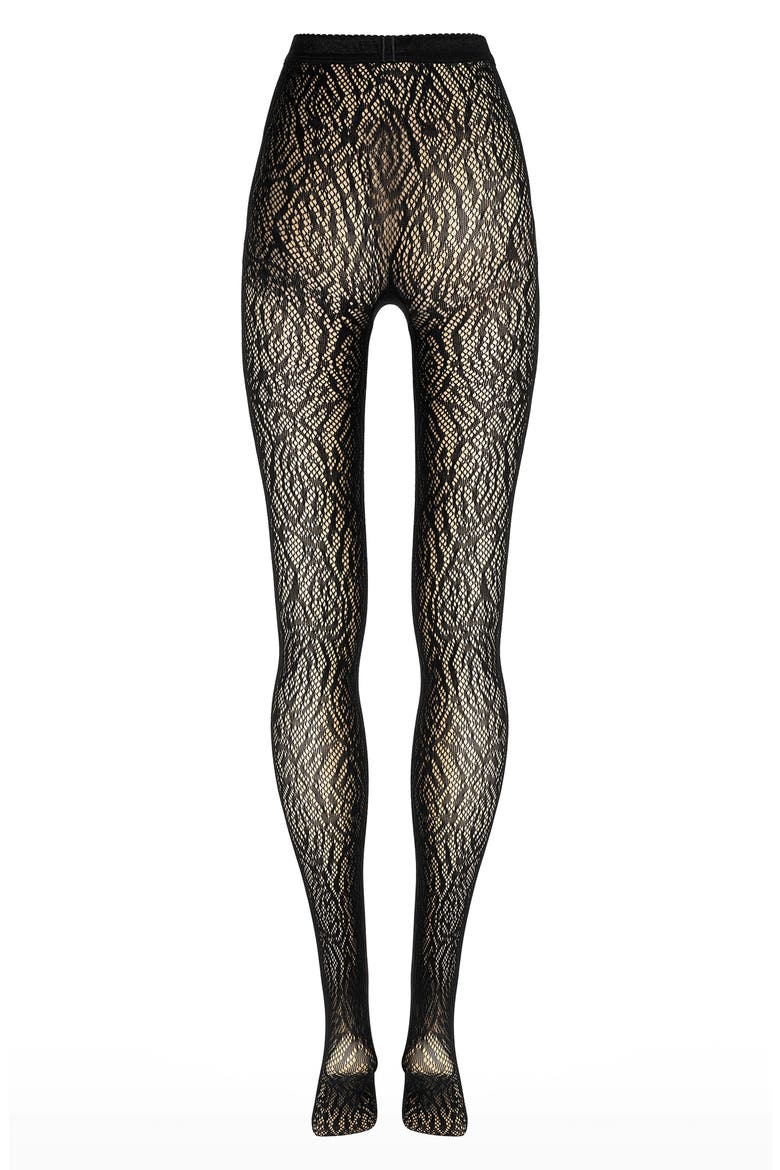 Rose Lace Tights, Alternate, color, BLACK