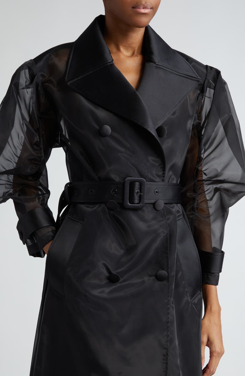 Dolce&Gabbana Puff Sleeve Sheer Trench Coat, Alternate, color,