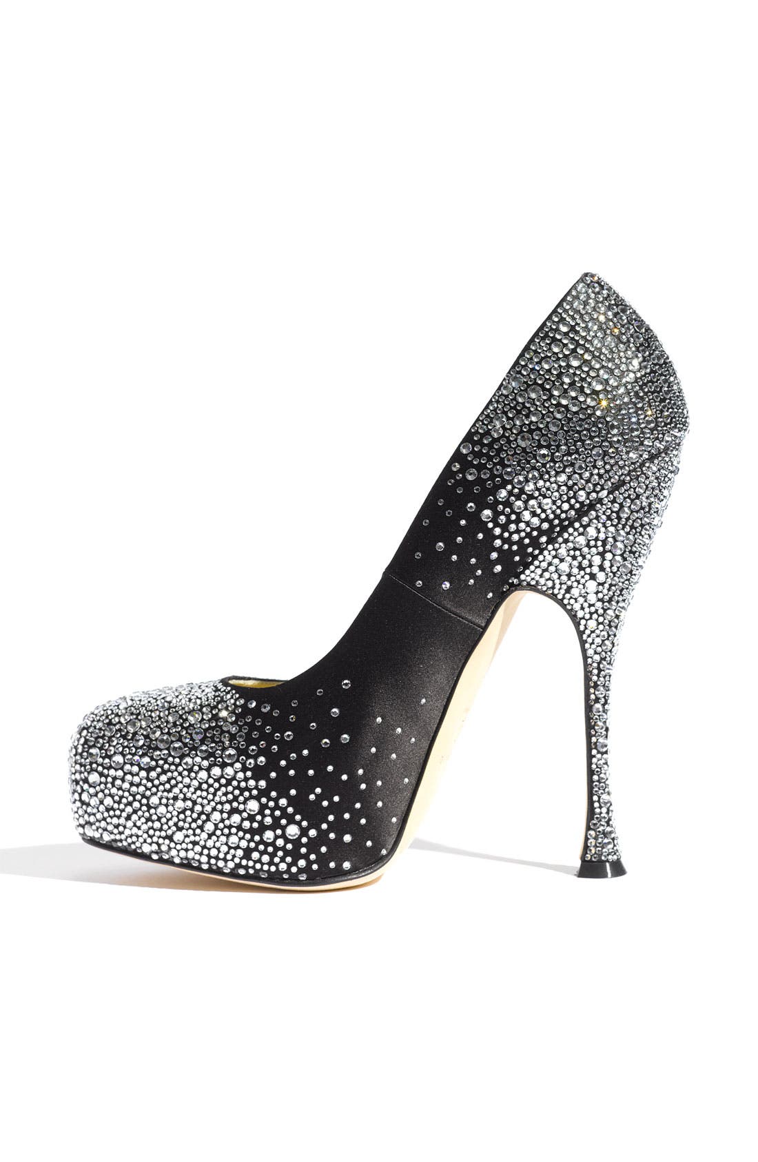Swarovski Crystal Embellished Silk Pump, Alternate, color, BLACK