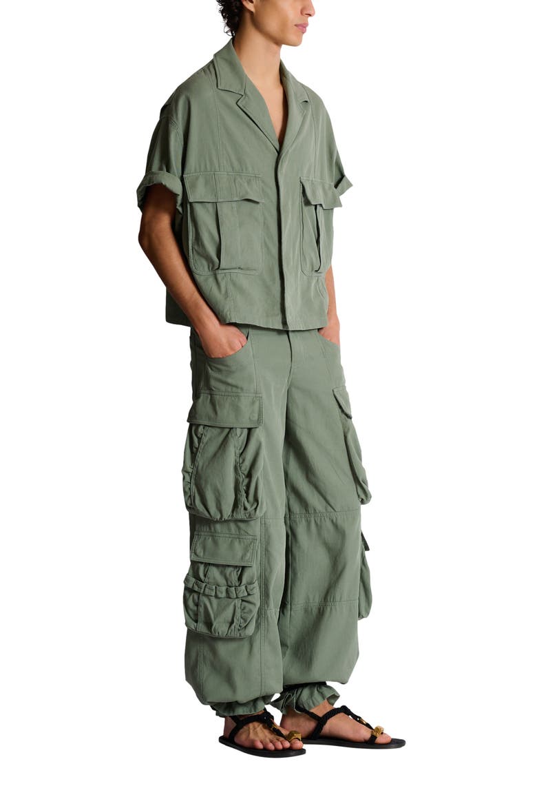 Cotton utility shirt, Main, color, green