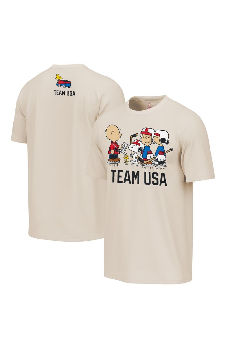 Outerstuff Men's Outerstuff  Cream Team USA x Peanuts Team Hustle T-Shirt, Main, color, Cream