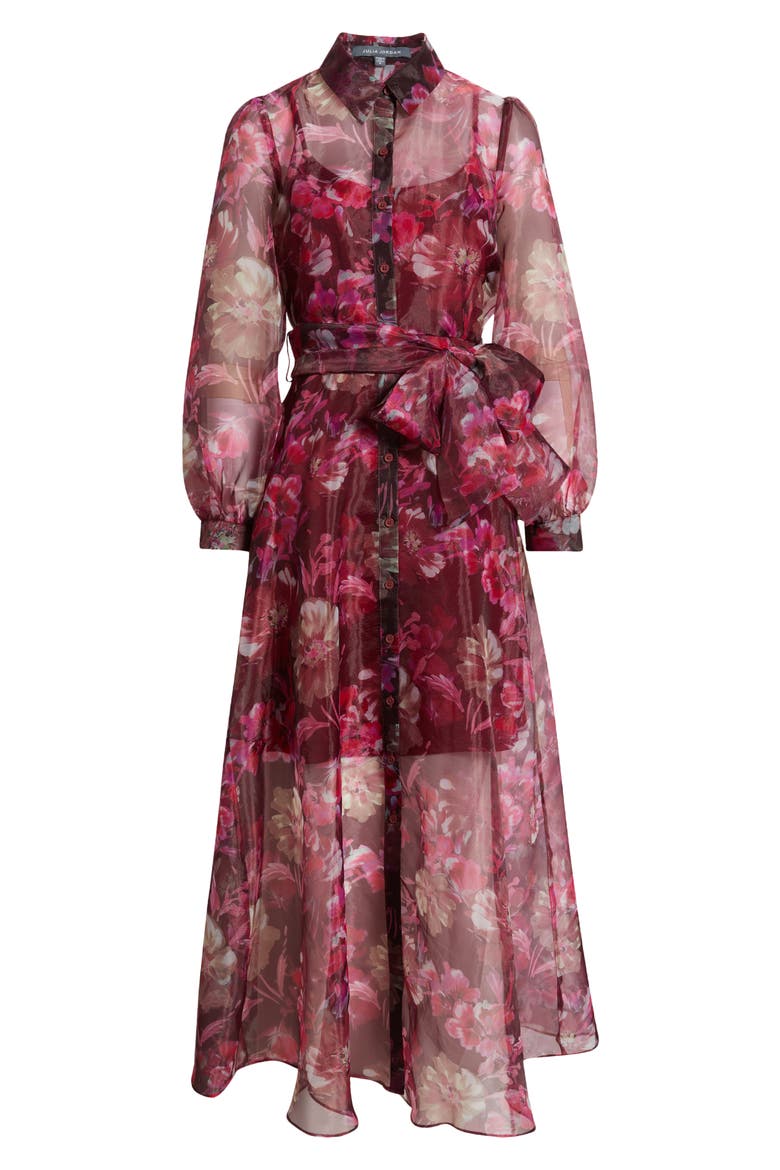 Long Sleeve Organza Shirtdress, Alternate, color, BURGUNDY PINK