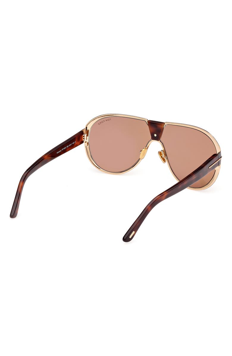 TOM FORD Vincenzo 64mm Pilot Sunglasses, Alternate, color, Deep Gold / T Logo / Brown